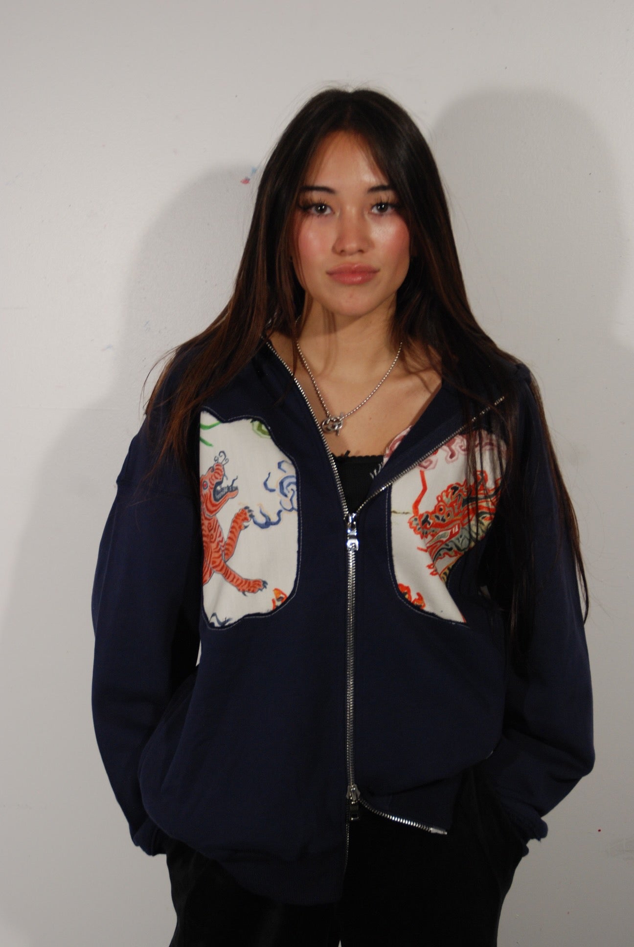 NAVY dragon zip up
