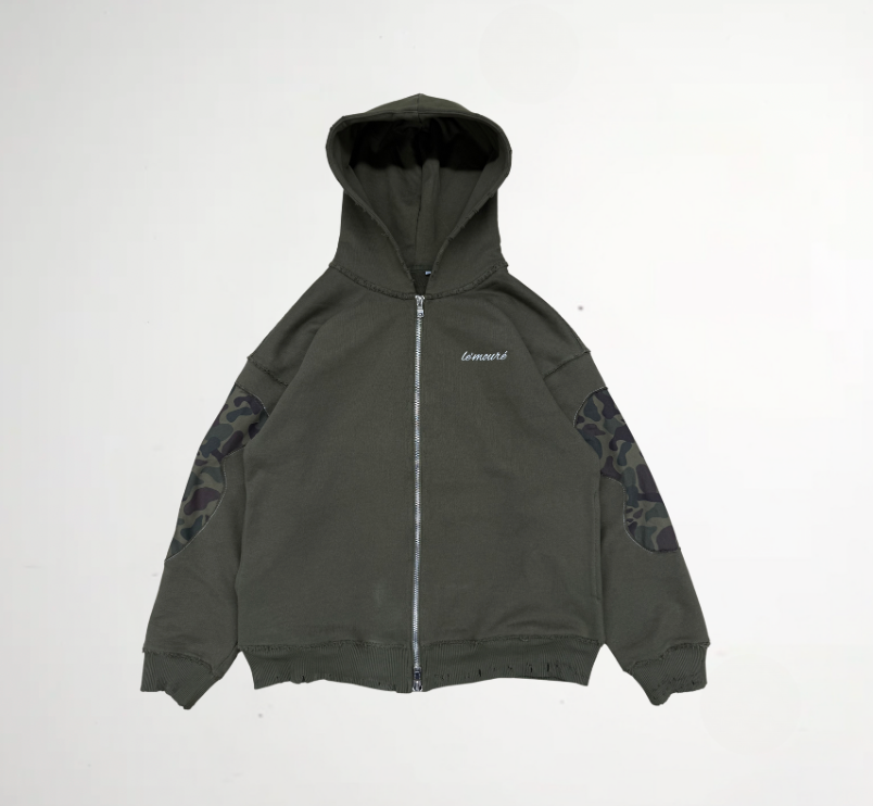 Olive Camo Zip Up