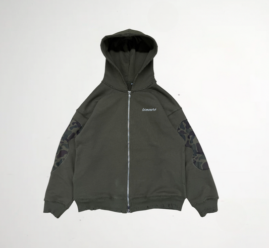 Olive Camo Zip Up